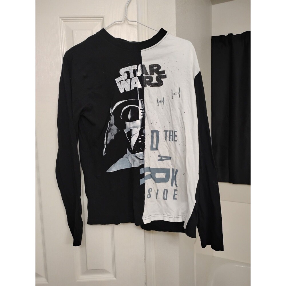 Star Wars Darth Vader Dark Side Black/White Long Sleeve T-Shirt Medium